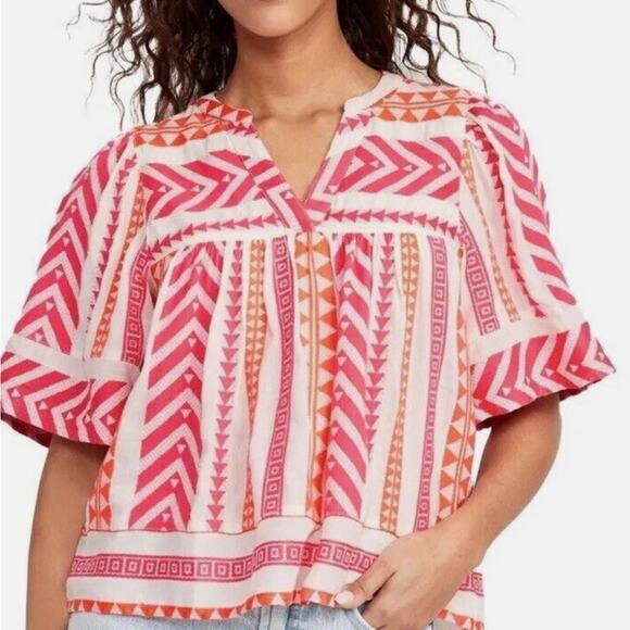Old Navy Pink and Orange Geometric Blouse Size XXL - Picture 1 of 10
